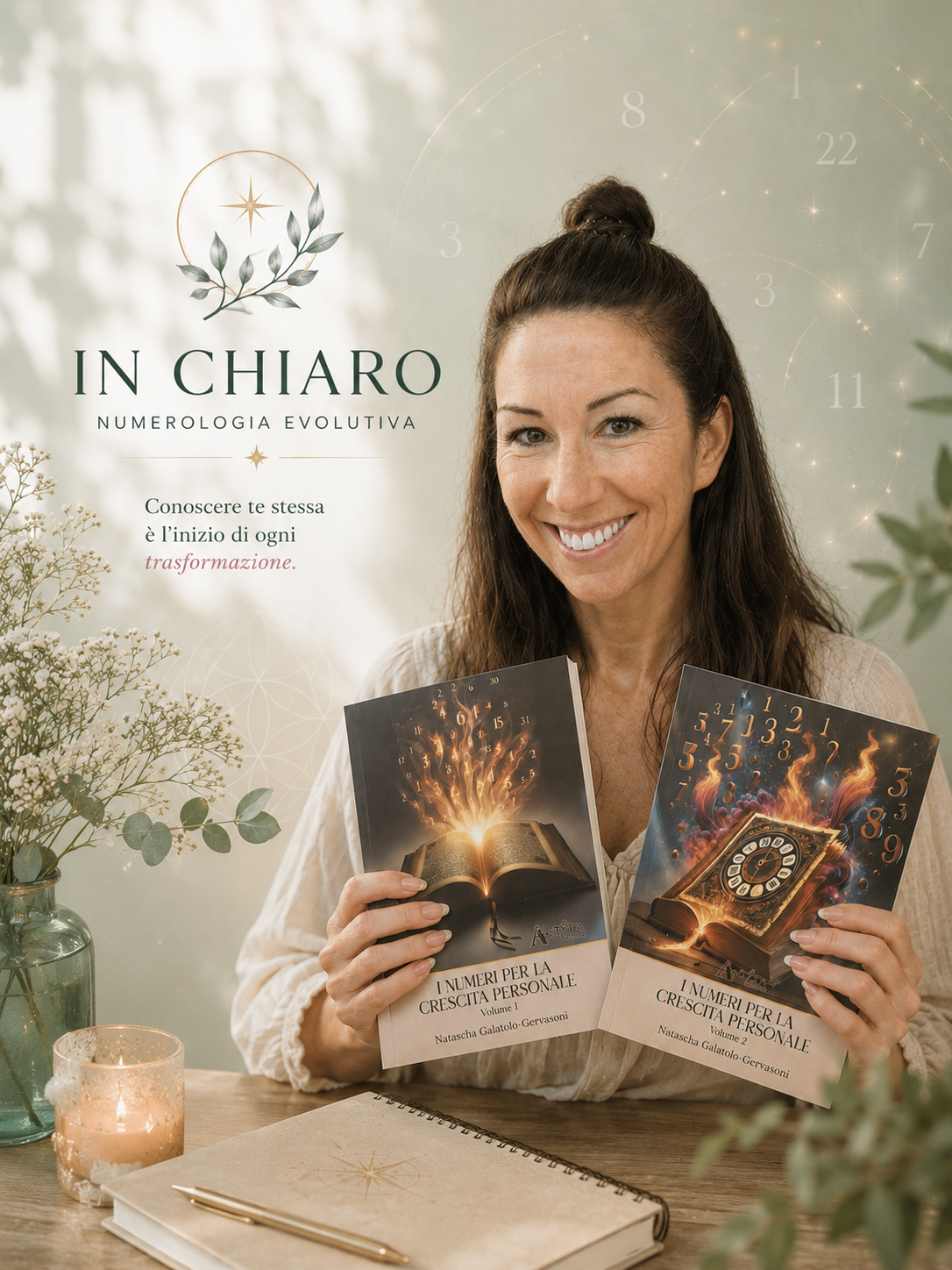 Natascha Galatolo con i suoi libri di numerologia